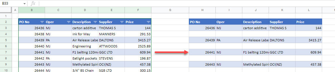 copy every other row show