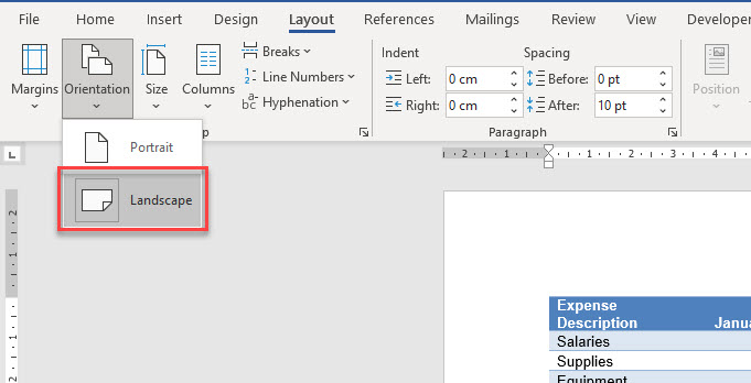 copy table word layout