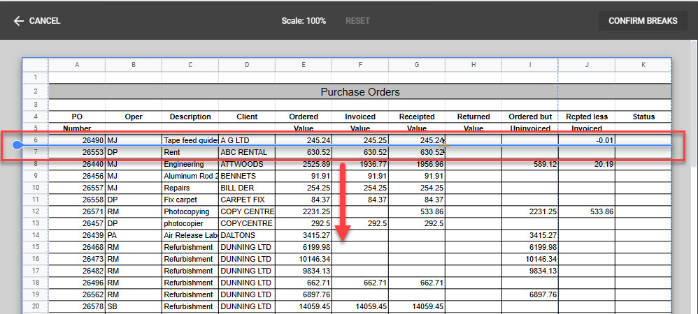 pagesetup gs drag page breaks rows
