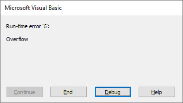 vba overflow error