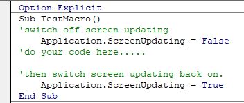 VBASpeed ScreenUpdating