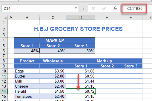 absolutes-mixed reference row change