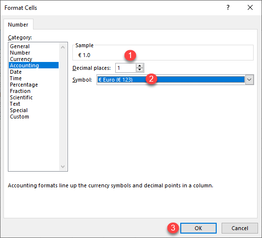 accounting number currency decimal places 2