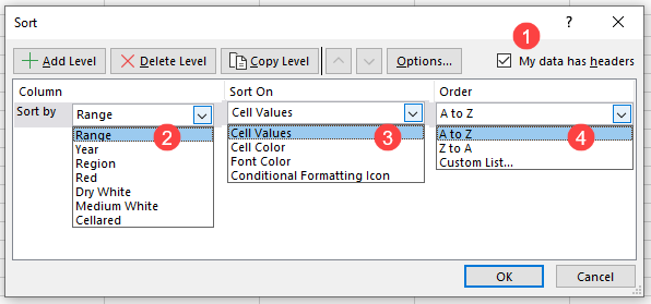 advancedsorting 1level