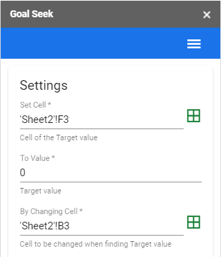BreakEven GS goalseek setcells