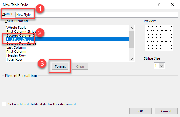 changetableformat newstyle create