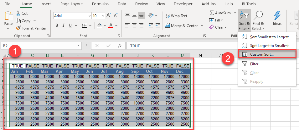 delete every other column custom sort