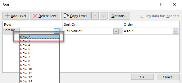 delete every other column sort row