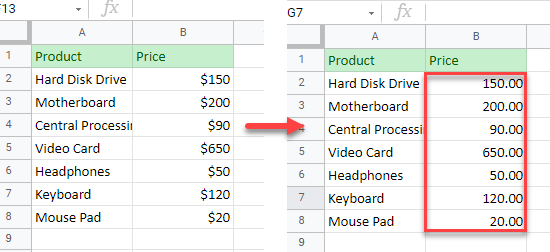 get rid of dollar sign 7
