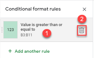 google sheets remove conditional formatting 2