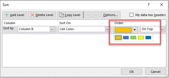 how to sort color order