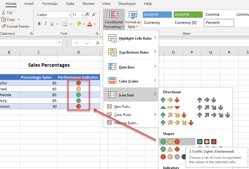 IconSets traffic lights