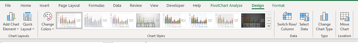 pivottable design tab chart