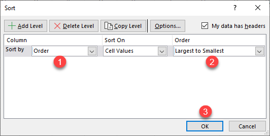 reverse the order of data 3