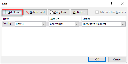 sort multiple rows horizontally 2