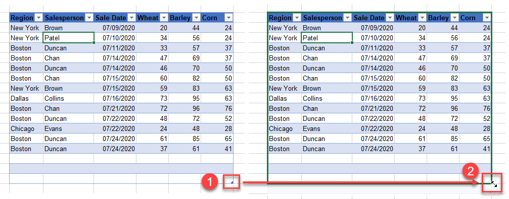 tabletools tools resize drag