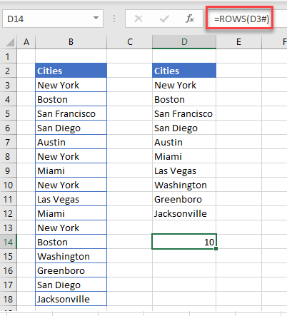 unique values rows count