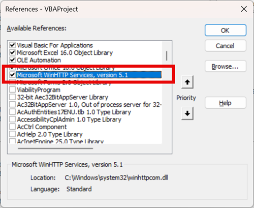 vba http reference