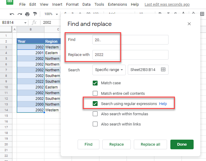 Wildcards gs replace period